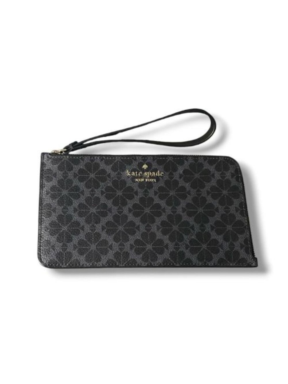 NWOT - Kate Spade Spade Flower Zip Wristlet Black Card Holder Wallet